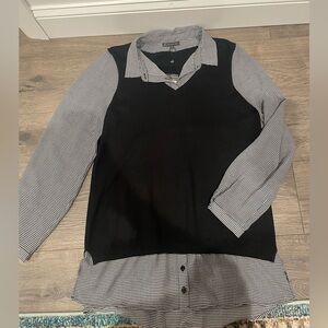 Adrianna Papell Black and White Houndstooth Sweater